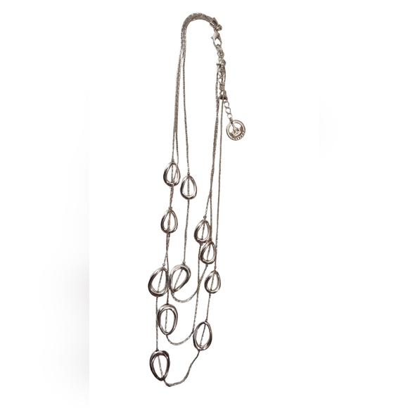 Trifari Women's Silver Multilayer Oval Link Neckace - Picture 1 of 5